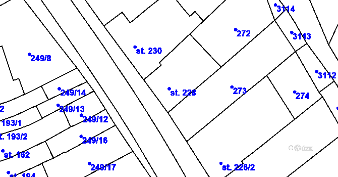 Parcela st. 228 v KÚ Habrovany, Katastrální mapa