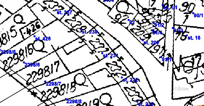 Parcela st. 231 v KÚ Habrovany, Katastrální mapa