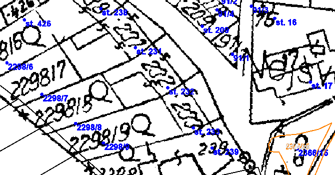 Parcela st. 232 v KÚ Habrovany, Katastrální mapa