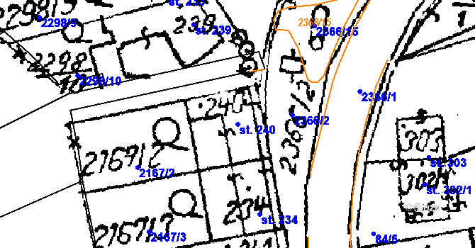 Parcela st. 240 v KÚ Habrovany, Katastrální mapa