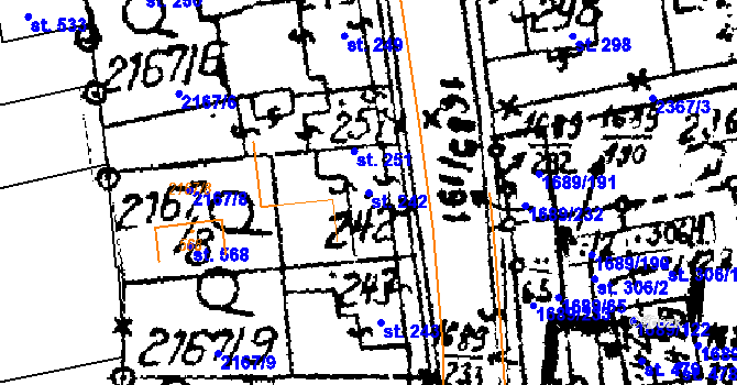 Parcela st. 242 v KÚ Habrovany, Katastrální mapa