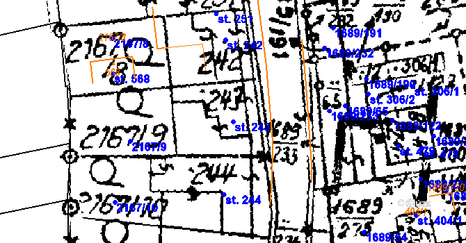 Parcela st. 243 v KÚ Habrovany, Katastrální mapa