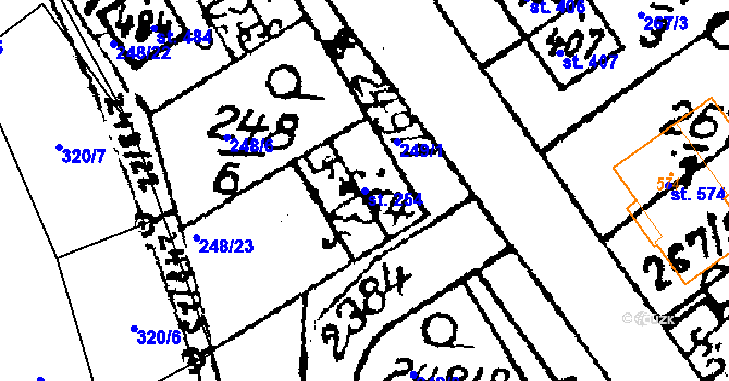 Parcela st. 254 v KÚ Habrovany, Katastrální mapa
