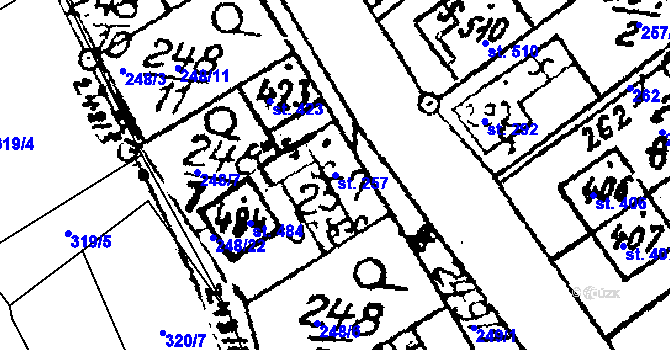 Parcela st. 257 v KÚ Habrovany, Katastrální mapa