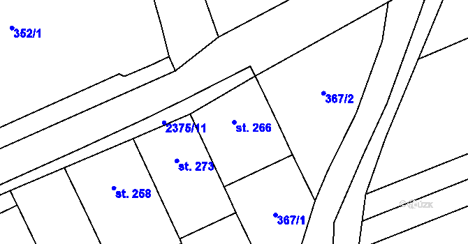 Parcela st. 266 v KÚ Habrovany, Katastrální mapa