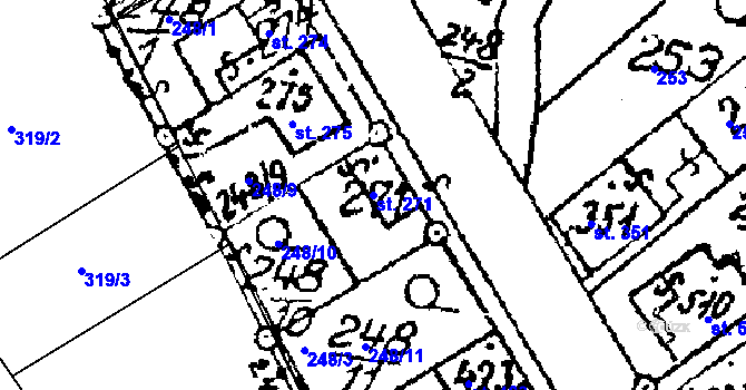 Parcela st. 271 v KÚ Habrovany, Katastrální mapa