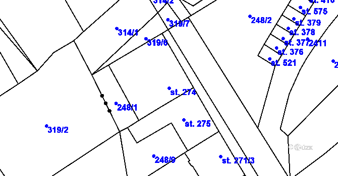 Parcela st. 274 v KÚ Habrovany, Katastrální mapa