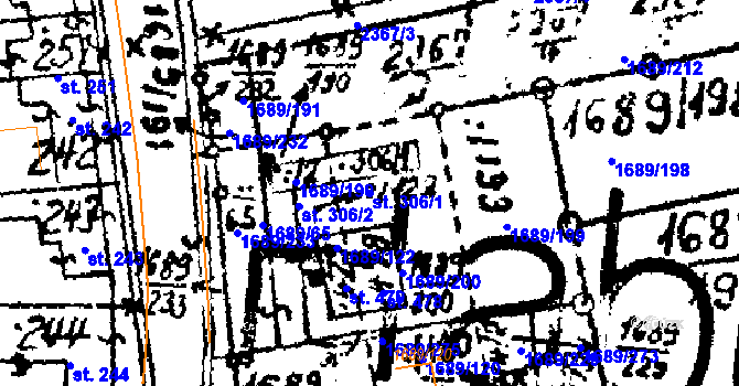 Parcela st. 306/1 v KÚ Habrovany, Katastrální mapa