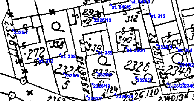 Parcela st. 339 v KÚ Habrovany, Katastrální mapa