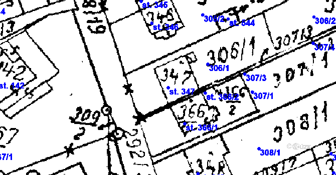 Parcela st. 347 v KÚ Habrovany, Katastrální mapa