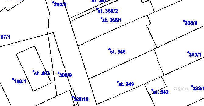 Parcela st. 348 v KÚ Habrovany, Katastrální mapa