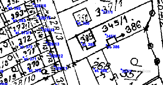 Parcela st. 385 v KÚ Habrovany, Katastrální mapa