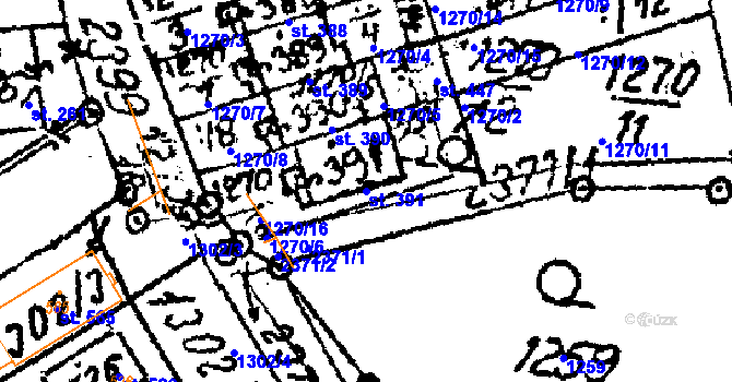 Parcela st. 391 v KÚ Habrovany, Katastrální mapa