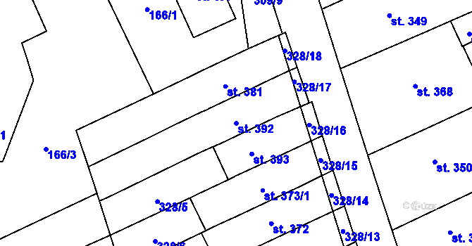 Parcela st. 392 v KÚ Habrovany, Katastrální mapa