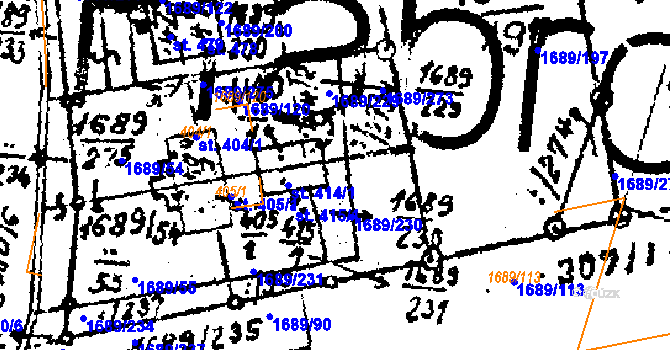 Parcela st. 414/2 v KÚ Habrovany, Katastrální mapa