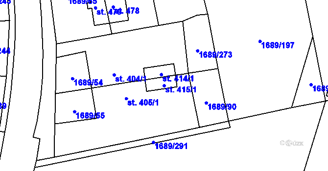 Parcela st. 415/1 v KÚ Habrovany, Katastrální mapa