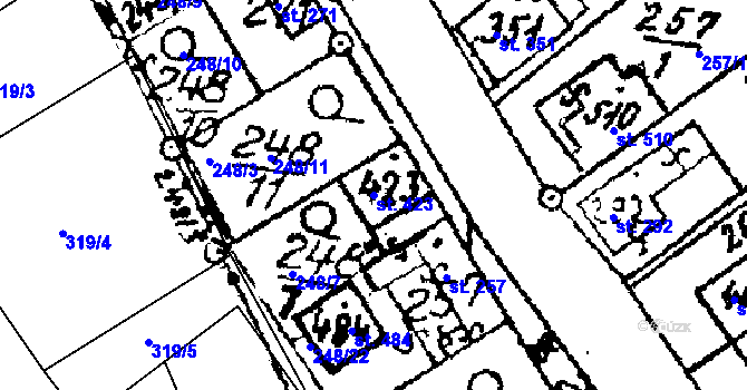 Parcela st. 423 v KÚ Habrovany, Katastrální mapa