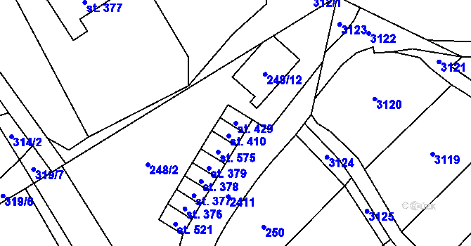 Parcela st. 429 v KÚ Habrovany, Katastrální mapa