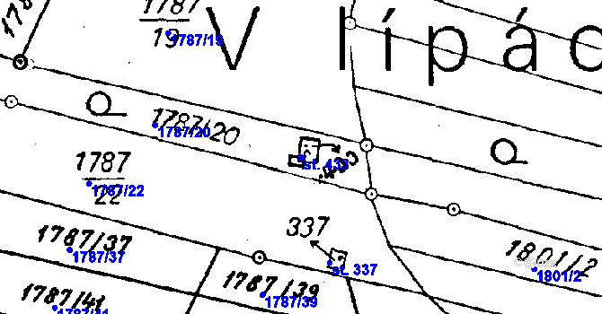 Parcela st. 433 v KÚ Habrovany, Katastrální mapa