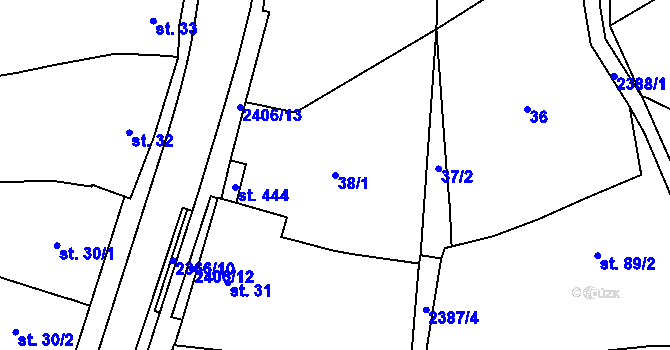 Parcela st. 38/1 v KÚ Habrovany, Katastrální mapa