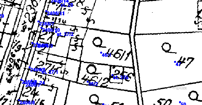 Parcela st. 46/1 v KÚ Habrovany, Katastrální mapa