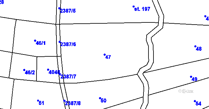 Parcela st. 47 v KÚ Habrovany, Katastrální mapa