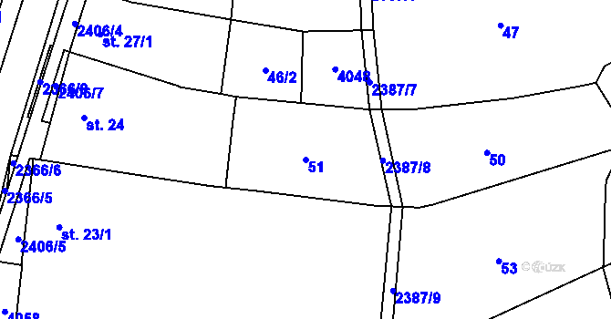 Parcela st. 51 v KÚ Habrovany, Katastrální mapa