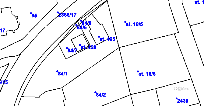 Parcela st. 84/9 v KÚ Habrovany, Katastrální mapa