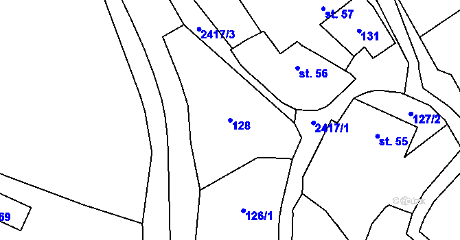 Parcela st. 128 v KÚ Habrovany, Katastrální mapa