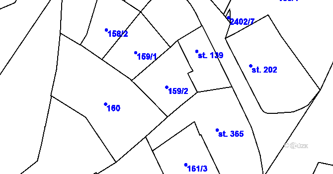 Parcela st. 159/2 v KÚ Habrovany, Katastrální mapa