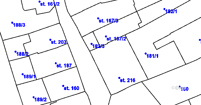 Parcela st. 181/2 v KÚ Habrovany, Katastrální mapa