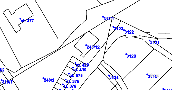 Parcela st. 248/12 v KÚ Habrovany, Katastrální mapa