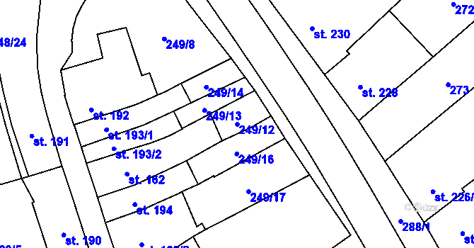 Parcela st. 249/12 v KÚ Habrovany, Katastrální mapa