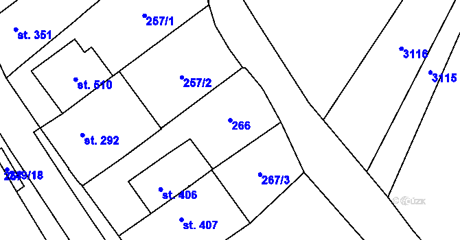 Parcela st. 266 v KÚ Habrovany, Katastrální mapa