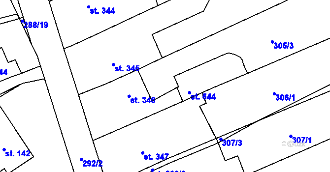 Parcela st. 305/2 v KÚ Habrovany, Katastrální mapa