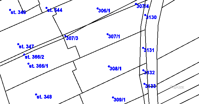 Parcela st. 308/4 v KÚ Habrovany, Katastrální mapa