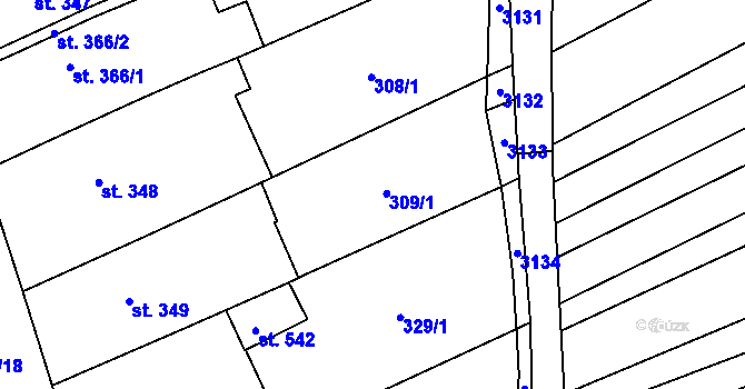 Parcela st. 309/4 v KÚ Habrovany, Katastrální mapa