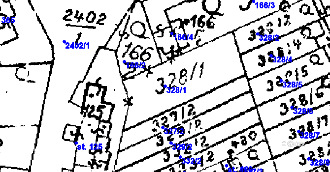 Parcela st. 328/1 v KÚ Habrovany, Katastrální mapa
