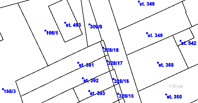 Parcela st. 328/3 v KÚ Habrovany, Katastrální mapa