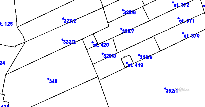 Parcela st. 328/8 v KÚ Habrovany, Katastrální mapa