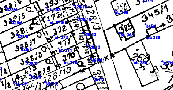 Parcela st. 328/12 v KÚ Habrovany, Katastrální mapa