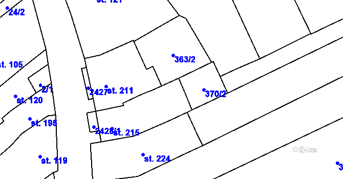 Parcela st. 367/3 v KÚ Habrovany, Katastrální mapa