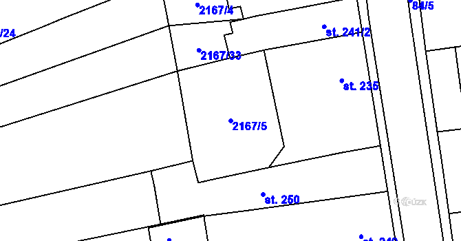 Parcela st. 2167/5 v KÚ Habrovany, Katastrální mapa