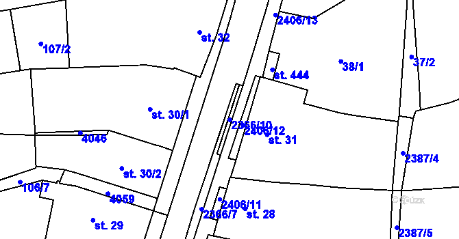 Parcela st. 2366/10 v KÚ Habrovany, Katastrální mapa