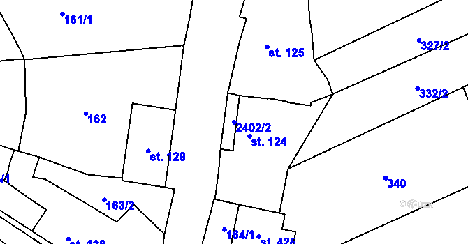 Parcela st. 2402/2 v KÚ Habrovany, Katastrální mapa