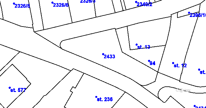 Parcela st. 2433 v KÚ Habrovany, Katastrální mapa