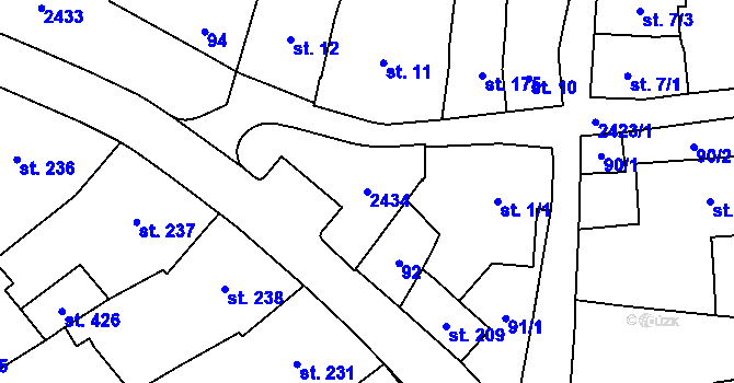 Parcela st. 2434 v KÚ Habrovany, Katastrální mapa