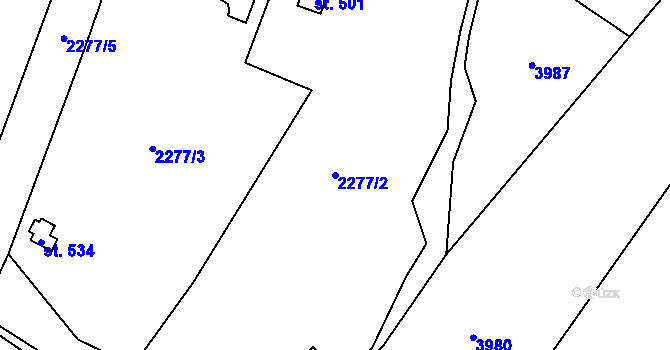 Parcela st. 2277/2 v KÚ Habrovany, Katastrální mapa