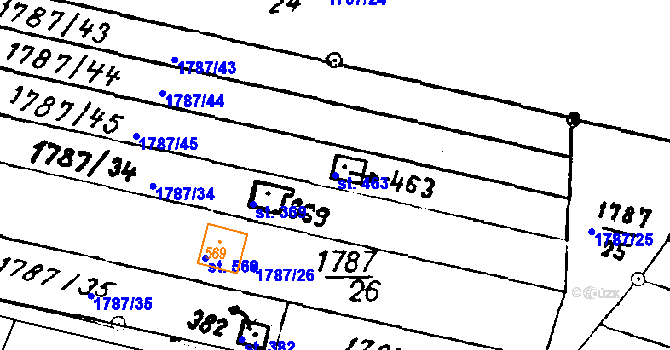 Parcela st. 463 v KÚ Habrovany, Katastrální mapa