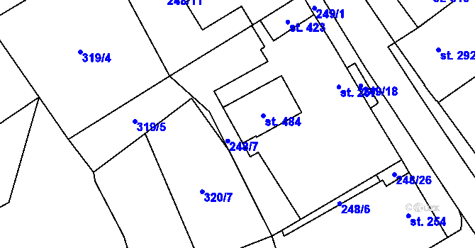 Parcela st. 248/22 v KÚ Habrovany, Katastrální mapa
